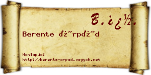 Berente Árpád névjegykártya